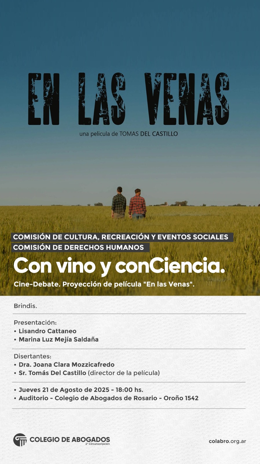 Con vino y ConCiencia. - Cine debate. Proyección de película - 21/08/2025